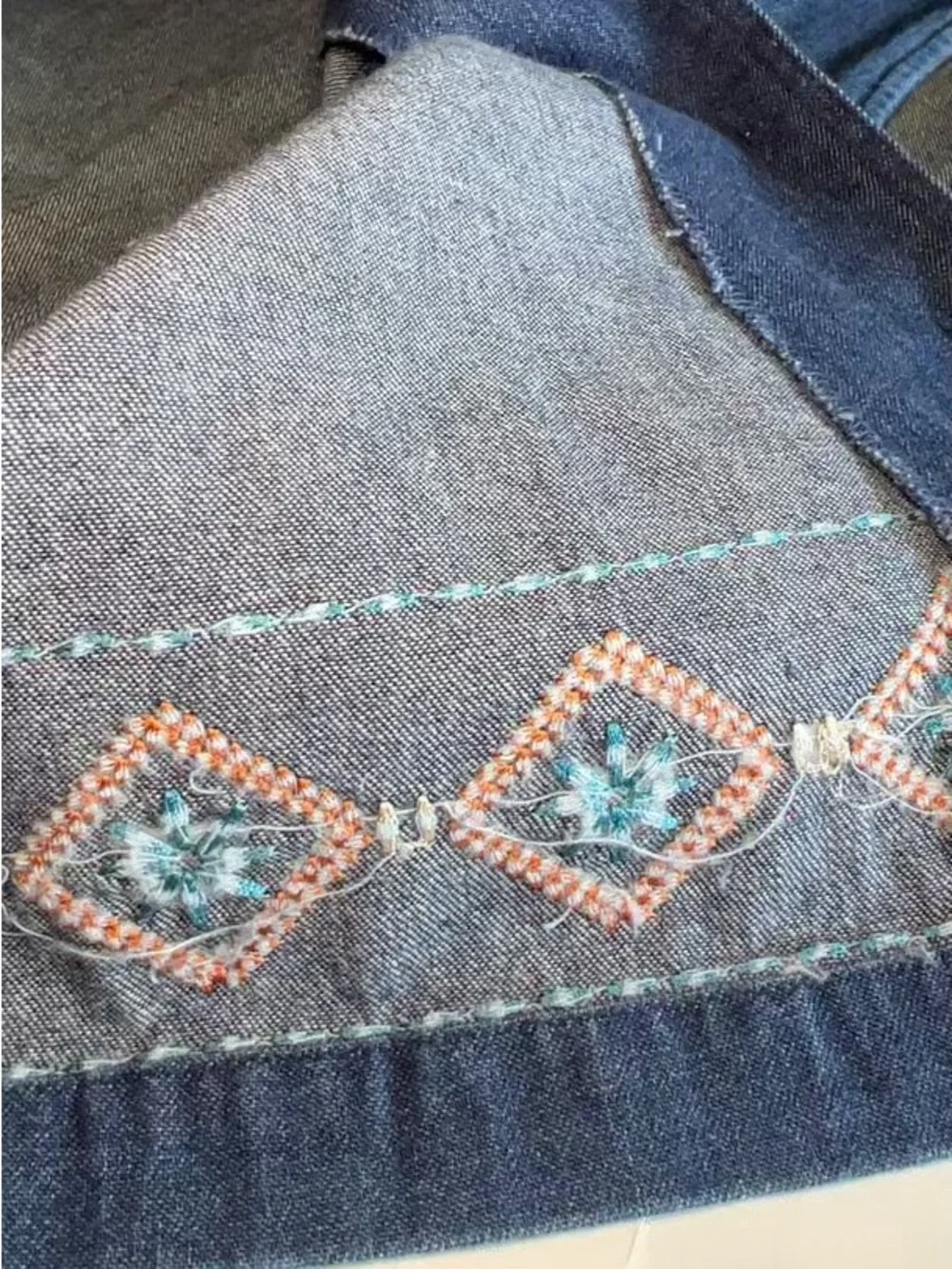 VTG Teddi Denim Vest M NWT 90s Aztec Southwestern Embroidered Jean Cowgirl Y2K - Picture 11 of 12